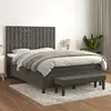 Image de Sommier À Lattes De Lit Et Matelas Gris Foncé 140x190cm Velours Vidaxl