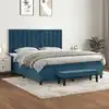 Image de Sommier À Lattes De Lit Et Matelas Bleu Foncé 160x200cm Velours Vidaxl