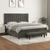 Image de Sommier À Lattes De Lit Et Matelas Gris Foncé 180x200cm Velours Vidaxl