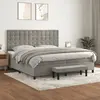 Image de Sommier À Lattes De Lit Et Matelas Gris Clair 200x200cm Velours Vidaxl