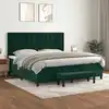 Image de Sommier À Lattes De Lit Et Matelas Vert Foncé 200x200cm Velours Vidaxl