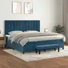 Image de Sommier À Lattes De Lit Et Matelas Bleu Foncé 200x200cm Velours Vidaxl