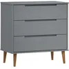 Image de Commode Molde Gris 80x40x80 Cm Bois De Pin Massif Vidaxl