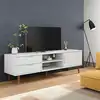 Image de Meuble Tv Molde Blanc 158x40x49 Cm Bois De Pin Massif Vidaxl