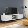 Image de vidaXL Meuble TV MOLDE Blanc 158x40x49 cm Bois de pin massif