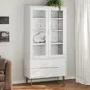 Image de vidaXL Armoire à vitrine MOLDE Blanc 90x35x175 cm Bois de pin massif 350544