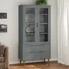 Image de Armoire À Vitrine Molde Gris 90x35x175 Cm Bois De Pin Massif Vidaxl