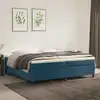 Image de Sommier À Lattes De Lit Et Matelas Bleu Foncé 200x200cm Velours Vidaxl