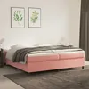 Image de vidaXL Sommier à lattes de lit avec matelas Rose 200x200 cm Velours 3144704