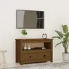 Image de Meuble Tv Marron Miel 79x35x52 Cm Bois De Pin Massif Vidaxl