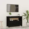 Image de Meuble Tv Noir 79x35x52 Cm Bois De Pin Massif Vidaxl