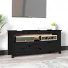 Image de Meuble Tv Noir 114x35x52 Cm Bois De Pin Massif Vidaxl