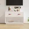 Image de Meuble Tv Blanc 90x40x60 Cm Bois De Pin Massif Vidaxl