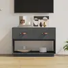 Image de Meuble Tv Gris 90x40x60 Cm Bois De Pin Massif Vidaxl