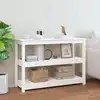 Image de Table Console Blanc 110x40x74 Cm Bois Massif De Pin Vidaxl