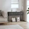 Image de Table Console Gris 114x40x75 Cm Bois Massif De Pin Vidaxl