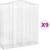 Image de Paniers À Gabions Arqués 9 Pcs 200x50x220/240 Cm Fer Galvanisé Vidaxl