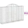 Image de Paniers À Gabions Arqués 11 Pcs 200x30x120/140 Cm Fer Galvanisé Vidaxl