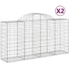 Image de Paniers À Gabions Arqués 2 Pcs 200x50x100/120 Cm Fer Galvanisé Vidaxl
