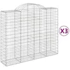 Image de Paniers À Gabions Arqués 3 Pcs 200x50x160/180 Cm Fer Galvanisé Vidaxl
