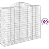 Image de Paniers À Gabions Arqués 9 Pcs 200x50x160/180 Cm Fer Galvanisé Vidaxl