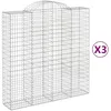 Image de Paniers À Gabions Arqués 3 Pcs 200x50x200/220 Cm Fer Galvanisé Vidaxl