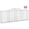 Image de Paniers À Gabions Arqués 5 Pcs 300x30x100/120 Cm Fer Galvanisé Vidaxl
