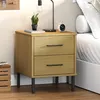 Image de Table De Chevet Avec Pieds En Métal Marron Bois Pin Massif Oslo Vidaxl