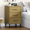 Image de vidaXL Table de Chevet avec Pieds en Métal Armoire de Nuit avec 3 Tiroirs Armoire de Lit avec Rangement Chambre 350976