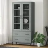 Image de vidaXL Bibliothèque avec pieds en métal Gris 85x35x1725 cm Bois OSLO 350992