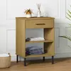 Image de Armoire Console Avec Pieds En Métal Marron Bois Pin Massif Oslo Vidaxl
