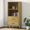 Image de Bibliothèque À 2 Tiroirs Marron 60x35x128,5 Cm Bois Massif Oslo Vidaxl