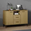 Image de Buffet Avec Pieds En Métal Marron 113x40x77 Cm Bois Massif Oslo Vidaxl