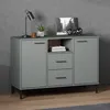 Image de Buffet Avec Pieds En Métal Gris 113x40x77 Cm Bois Massif Oslo Vidaxl