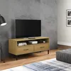 Image de Meuble Tv Avec Pieds En Métal Marron Bois De Pin Massif Oslo Vidaxl
