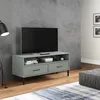 Image de Meuble Tv Avec Pieds En M ©tal Gris Bois De Pin Massif Oslo Vidaxl
