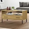 Image de Table Basse Avec Pieds En Métal Marron 85x50x45 Cm Bois Oslo Vidaxl