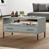 Image de Table Basse Avec Pieds En Métal Gris 85x50x45 Cm Bois Oslo Vidaxl