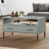 Image de vidaXL Table basse avec pieds en métal Gris 85x50x45 cm Bois OSLO table dappoint table de salon table daccent 351034