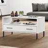 Image de Table Basse Avec Pieds En Métal Blanc 85x50x45 Cm Bois Oslo Vidaxl