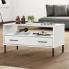 Image de vidaXL Table basse avec pieds en métal Blanc 85x50x45 cm Bois OSLO table dappoint table de salon table daccent 351035
