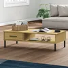 Image de vidaXL Table basse avec pieds en métal Marron Bois pin massif OSLO table dappoint table de salon table daccent 351036