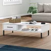 Image de vidaXL Table Basse avec Pieds en Métal Table dAppoint avec Compartiment Bout de Canapé avec Tiroir Salon Industriel 351038