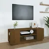 Image de Meuble Tv Marron Miel 110x35x40,5 Cm Bois De Pin Massif Vidaxl