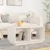 Image de Table Basse Blanc 80x50x40 Cm Bois Massif De Pin Vidaxl