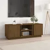 Image de Meuble Tv Marron Miel 110x35x40,5 Cm Bois De Pin Massif Vidaxl