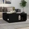Image de Table Basse Noir 100x101x40,5 Cm Bois Massif De Pin Vidaxl