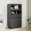 Image de Buffet Haut Gris 60x40x116,5 Cm Bois Massif De Pin Vidaxl