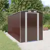 Image de Abri De Jardin Marron Foncé 192x440x223 Cm Métal Galvanisé Vidaxl
