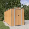 Image de Abri De Jardin Marron Clair 192x440x223 Cm Acier Galvanisé Vidaxl